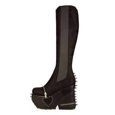 Image of LAMODA Women&#039;s Spell On You Knee high Boot, Black PU, 3.5 UK