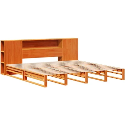Image of vidaXL Bookcase Bed without Mattress Wax Brown 180x200 cm Super King Solid Wood