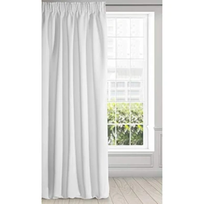 Image of Eurofirany Logan, matte blackout curtain, satin, with pleated band, 1 piece, elegant, smooth, simple, for living room and bedroom, white 135 x 270 cm