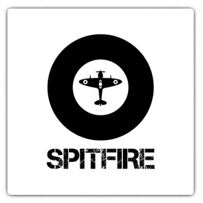 Image of Square Stickers (Set of 2) 10cm Spitfire Plane Roundel RAF Air Force Fun Decals for Laptops,Tablets,Luggage,Scrap Booking,Fridges, #46327