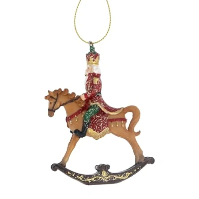 Image of Gisela Graham Nutcracker Rocking Horse Christmas Tree Decoration