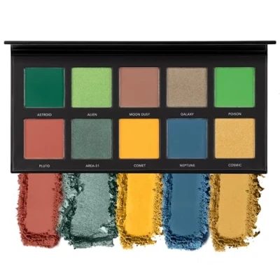Image of LaRoc PRO Intergalactic Eyeshadow Palette Make Up Set with 10 Matte &amp; Metallic Shades, Blue, Brown, Green Eyeshadows, Ultra Pigmented, Long Lasting, Perfect Colourful Eye Shadows