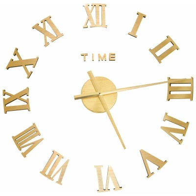 Image of vidaXL 3D Wall Clock Modern Design Gold 100 cm XXL