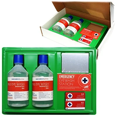 Image of Qualicare Premium Large 500ml Bottle Eye Wash Bandage Wall Mounted Sign Station