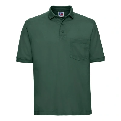 Image of Russell Athletic Mens Ripple Collar &amp; Cuff Short Sleeve Polo Shirt (Bottle Green) Size X Large
