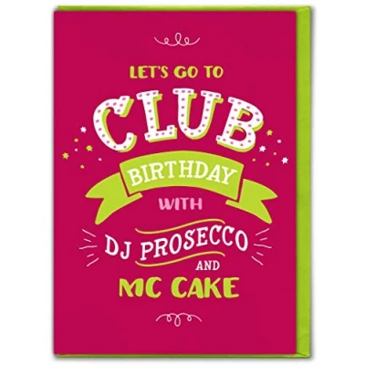 Image of Funny Humorous &#039;Club Birthday&#039; Greetings Card Flittered and Embossed
