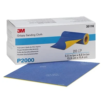 Image of 3M Grippy Sanding Cloth, 139 mm x 114 mm, P2000, 35116, 20 Sheets per Roll