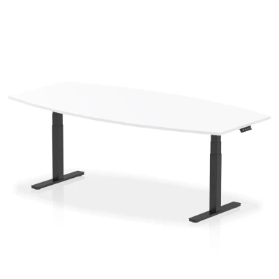 Image of High Gloss 2400 Writable Boardroom Table White/Black Height Adjustable