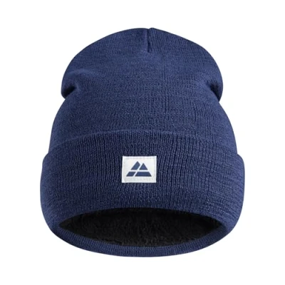 Image of DANISH ENDURANCE Fleece Beanie, Recycled Warm Polar Lined Hat, Thermal Hat Mens &amp; Womens, for Winter, Unisex, Blue