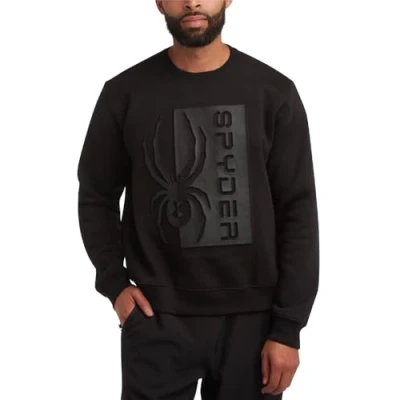 Image of Spyder Men&#039;s Core Sweatshirt Warm Pullover Sweater Fleece Crewneck Stylish Casual Sweaters for Men (S XXL), Black, M