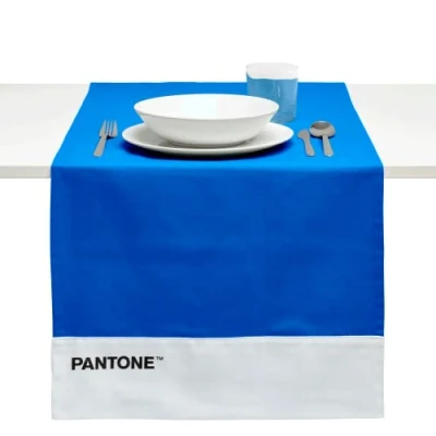 Image of PANTONE™ Modern Table Runner in 100% Cotton, 220 g Soft and Durable Centerpiece Tablecloth, Ideal for Kitchen Accessories Fabric Centrepiece Placemats, 45 x 145 cm, Blue