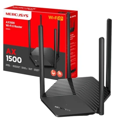 Image of MERCUSYS MR60X Router WiFi 6 AX1500Mbps, Gigabit Ethernet Ports, TP Link Router, Overall Security Protection, Easy Setup, Internet Booster Routers, Booster, Power Saving, App Control