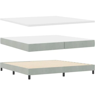 Image of vidaXL Box Spring Bed with Mattress Black 100x200 cm Velvet Light grey