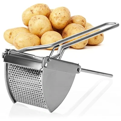 Image of COM FOUR® Potato Press Made of Stainless Steel, Dishwasher Safe spaetzle Spaghetti ice Cream Masher