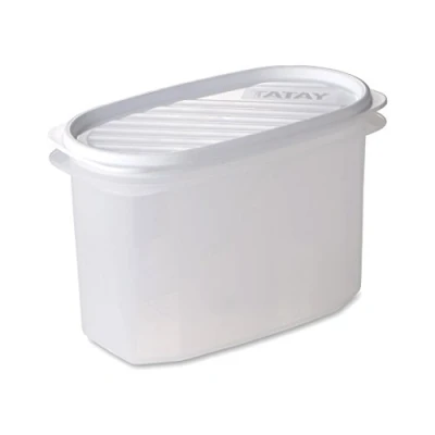 Image of TATAY Food Storage, Airtight, 1.2 L of Capacity, Flexible Pressure Lid, BPA free, Suitable Microwave and Dishwasher, White. Measures: 18,4 x 9,7 12,2 cm