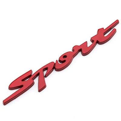 Image of Dsycar 3D Chrome Sport Logo Emblem Badge Metal Decals Sticker Red/Silver/Black for Car Motor Racing (Red)