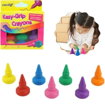 Image of 7Pack Non toxic Easy Grip Crayons for Kids, Painting Wax Crayons, School Art and Craft, Safe Childrens 3+ Years, Size 4.5cm