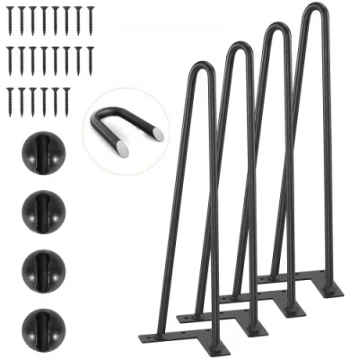 Image of VEVOR 406.4MM Hairpin Furniture Legs, Metal Home DIY Projects for Nightstand, Coffee Table, Desk, 226.8KG Load Capacity with Rubber Floor Protectors, Heavy Duty Sturdy Modern Table 4PCS
