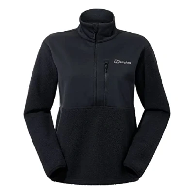 Image of Berghaus Women&#039;s Fadley Half Zip Fleece Jacket, Added Warmth, Flattering Style, Durable, Black, 18