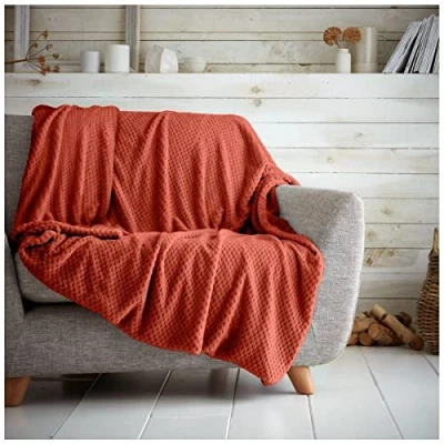 Image of GC GAVENO CAVAILIA Throws, Snuggle Blanket For Bed, Thermal Fleece Blankets, Rust, 200X240 Cm 727439