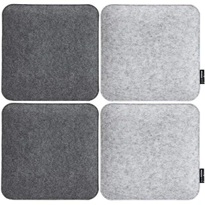 Image of DuneDesign 4 square Felt Cushions for chairs 35x35x3 cm warm reversible Grey