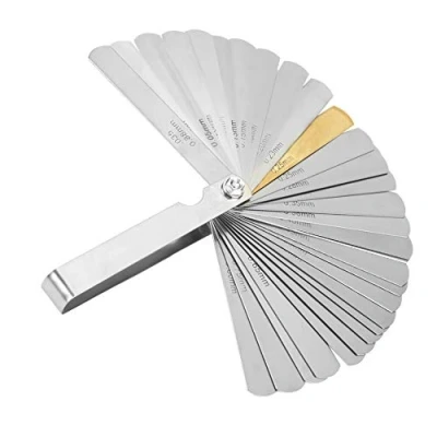 Image of Stainless Steel Feeler Gauge, 32 Blades Gauge Set Dual Marked Metric and Imperial Gap Gauges Measuring Tool