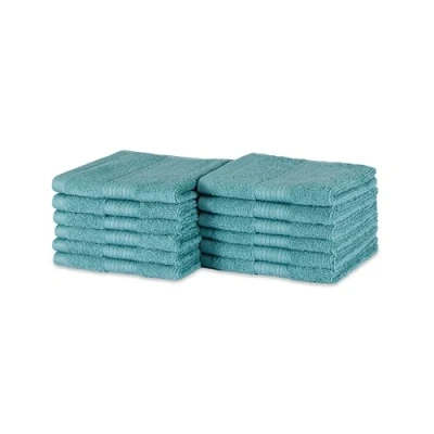 Image of Amazon Basics Fade Resistant Organic Cotton Washcloth, 12 Pack, 30 x cm, Teal