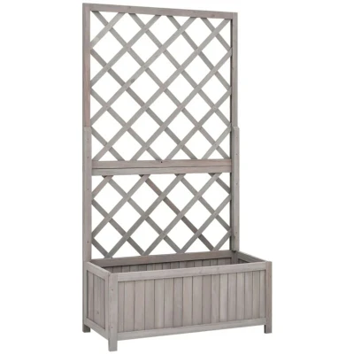 Image of vidaXL Garden Trellis Planter Grey 70x30x135 cm Solid Firwood