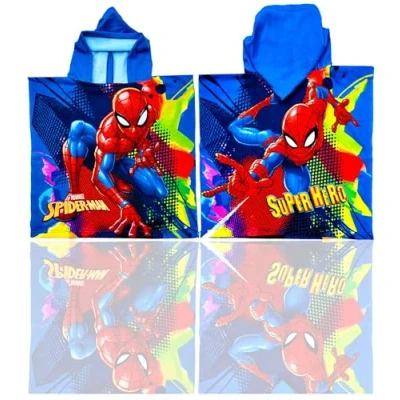 Image of Official Spiderman Poncho Towel,Bath Hooded Towel,Swimming Pool,Beach Towel