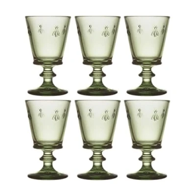 Image of La Rochere Bee Stemmed Wine Glass Olive Green 270ml Set of 6