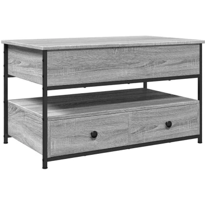 Image of vidaXL Coffee Table Grey Sonoma 85x50x50 cm Engineered Wood and Metal