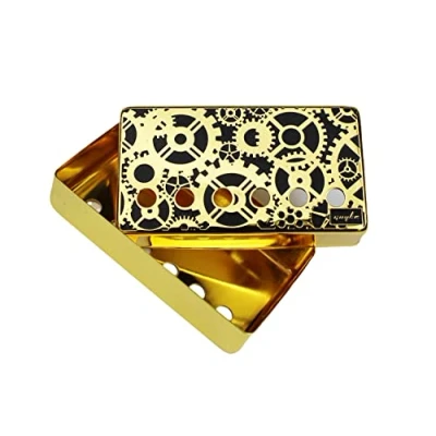 Image of Guyker Humbucker Pickup Cover (50mm/52mm Pole Spacing) Cupronickel Bridge and Neck Pickups Frame Set Replacement Parts for Les Paul LP Style Electric Guitar, Gear Style, Gold