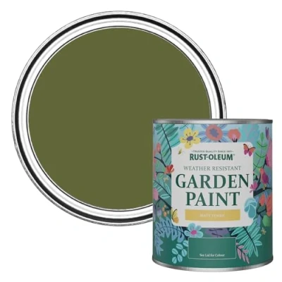 Image of Rust Oleum Green Mould Resistant Garden Paint in Matt Finish Jasper 750ml