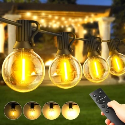 Image of Garden Outdoor Lights Mains Powered String Festoon Light LED 100ft 30M Outside Lighting Waterproof Bulb Patio Gazebo Party Pergola Wedding Backyard Porch Yard Terrace Electric Festival G40 Connectable