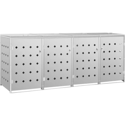 Image of vidaXL Outdoor Garden Bin Cover Weatherproof 240 L Stainless Steel