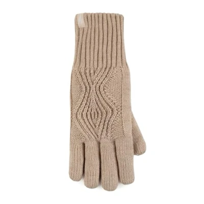 Image of Women&#039;s 1 Pair SOCKSHOP Heat Holders Tampere Centre Cable Gloves Oatmeal Melange S/M