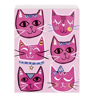 Image of Unique 73253 Paper Pink Cat Party Bags, Pack of 8