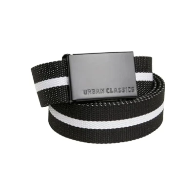 Image of Urban Classics Single Belt, Men&#039;s, Size: One Size, Black/white stripe black