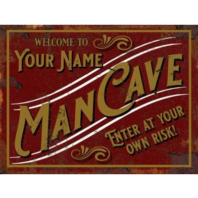 Image of Personalised Customised Man cave Sign Metal TIN Plaque Retro Novelty Gift pub bar shed bedroom (8&quot; x 6&quot; (200mm 150mm))