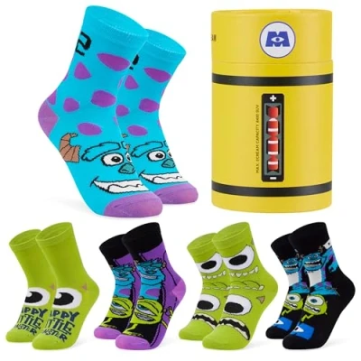 Image of Disney Boys Socks Monsters Inc 5 Pack of Ankle Size 11 6 Comfy Breathable Crew for Kids Teenagers Gifts (Multicolour, 14 Years)