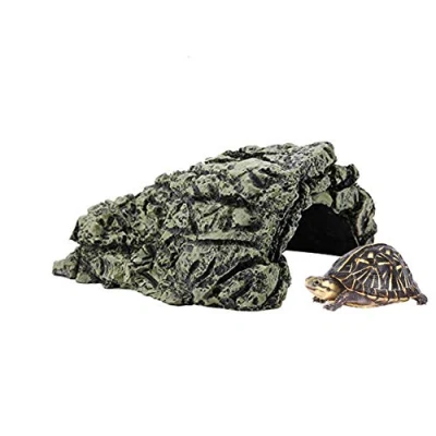 Image of Reptile Hiding Cave Turtle Basking Platform Fish Shrimp Hideouts Aquarium Terrarium Decoration for Lizards Turtles Fish(Medium)