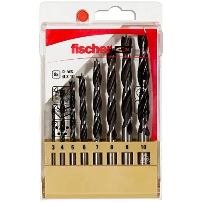 Image of Fischer 536609 Drill Bit D WS Sizes, 3 10 mm, Practical Set, 8 Wood Drills, Grey