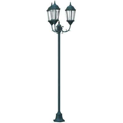 Image of vidaXL Garden Light Post 3 Lamp E27 Green 220 cm Aluminium
