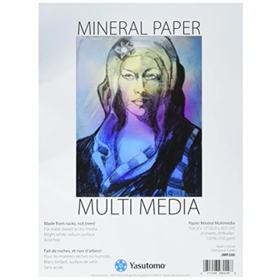 Image of Yasutomo Multi Media Mineral Paper Pad 9 X 12 inch 20 Sheets, Acrylic, Multicolour, 0.15x9.5x12.25 cm