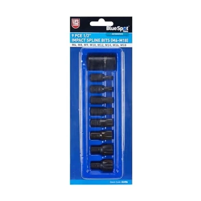 Image of Blue Spot Tools 9pce 1/2 Impact Spline bits (M6 M18)