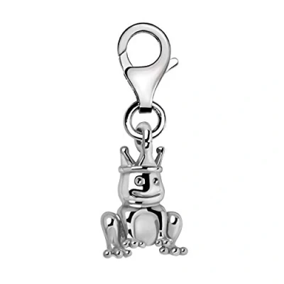 Image of Quiges 3D Frog Prince Charming Clip On Charm Pendant Silver Plated Women&#039;s Jewellery