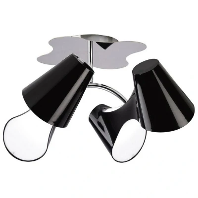 Image of Ora Ceiling 2 Arm 4 Light E27, Gloss Black, White Acrylic, Polished Chrome