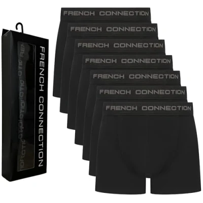 Image of French Connection &#039;FC1&#039; Mens Multipack Boxer Shorts Cotton Stretch, 7 Pack, Soft and Breathable Underwear (Medium)