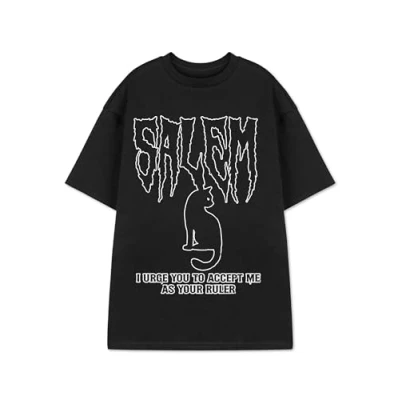 Image of Vanilla Underground Salem Womens Black Graphic Tee Short Sleeve T Shirt for Her Trendy Witch Design Stylish Apparel Women Unique Merchandise Gift