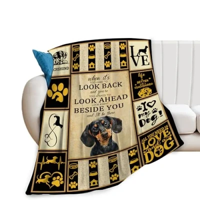 Image of Dachshund Blanket Weiner Dog Throw Cozy Fleece Flannel Plush Bedding Gifts Stuff for Women Men Boys Teen Girls Adult Couch Sofa Bed Decor 40&quot;X50&quot;